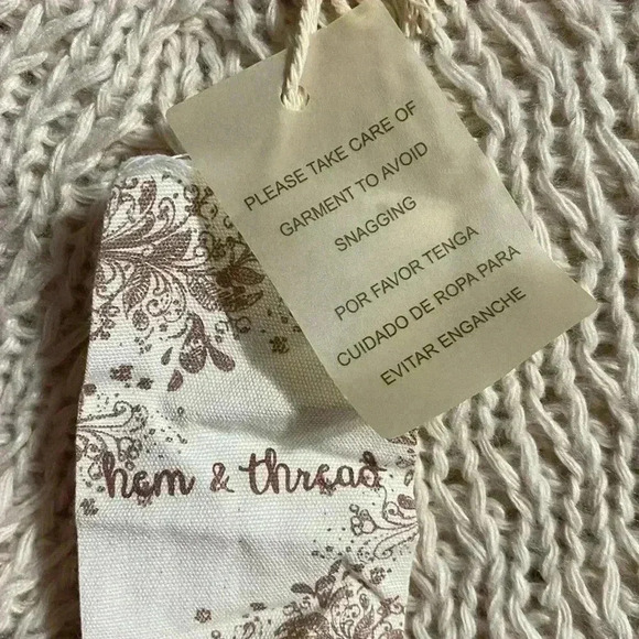 Hem & Thread Turtleneck Cable Sweater Womens Medium Ecru Casual Cozy Winter NWT - Picture 11 of 12